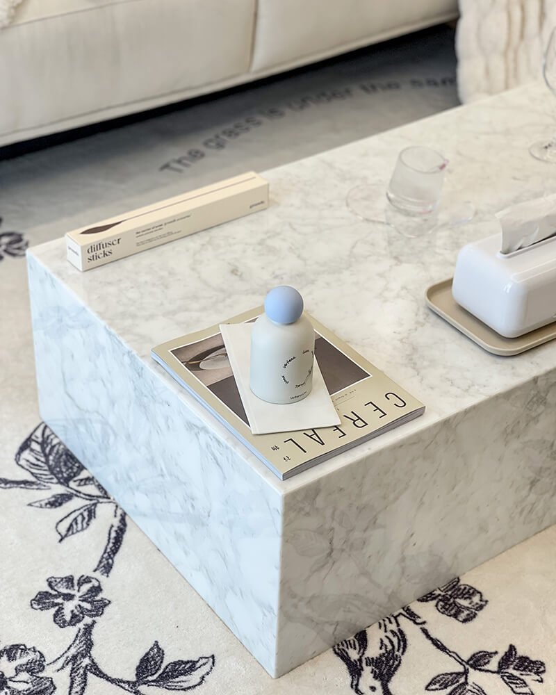 Carrara Marble Rectangle Plinth Coffee Table