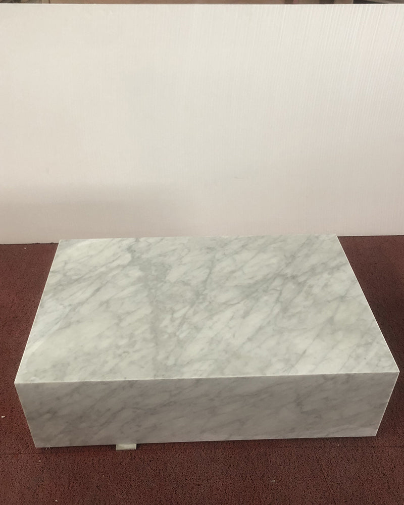 Carrara Marble Rectangle Plinth Coffee Table