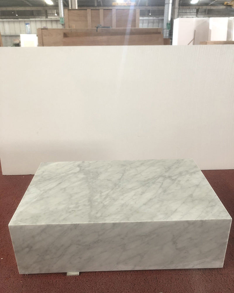 Carrara Marble Rectangle Plinth Coffee Table