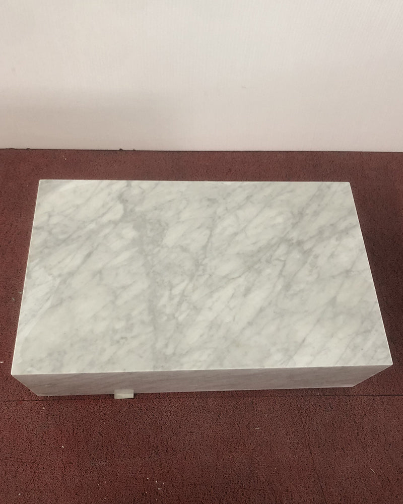 Carrara Marble Rectangle Plinth Coffee Table