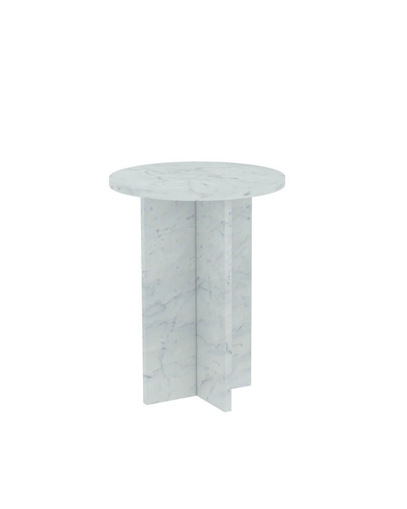 Natural Marble Cross Base Round Side Table