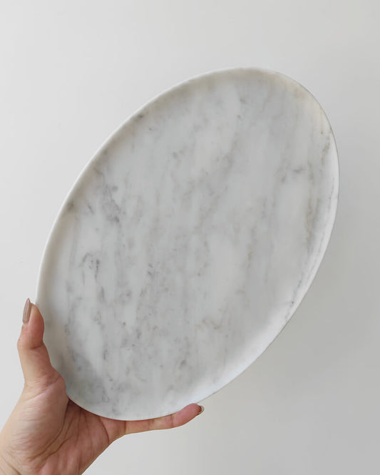 Natural Marble Carrara Matte Oval Tray