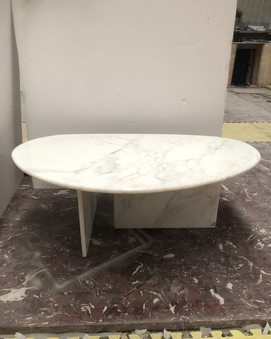 Calaeatta White Marble Organic Egg Shape Coffee Table