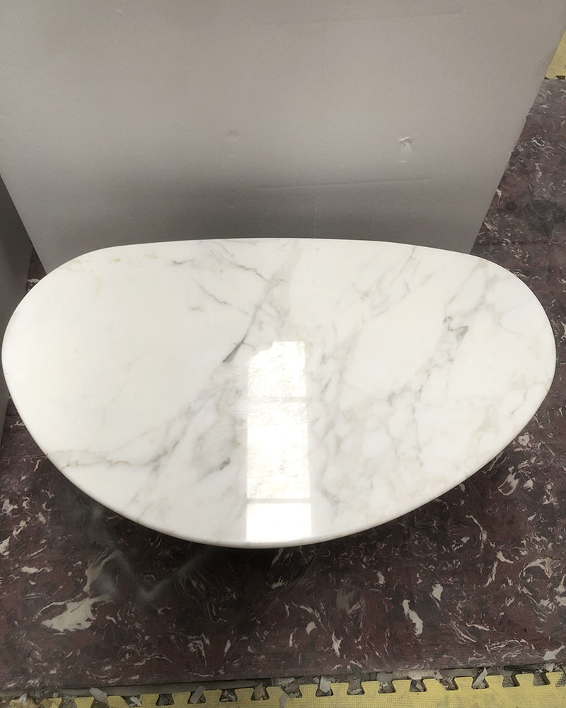 Calaeatta White Marble Organic Egg Shape Coffee Table