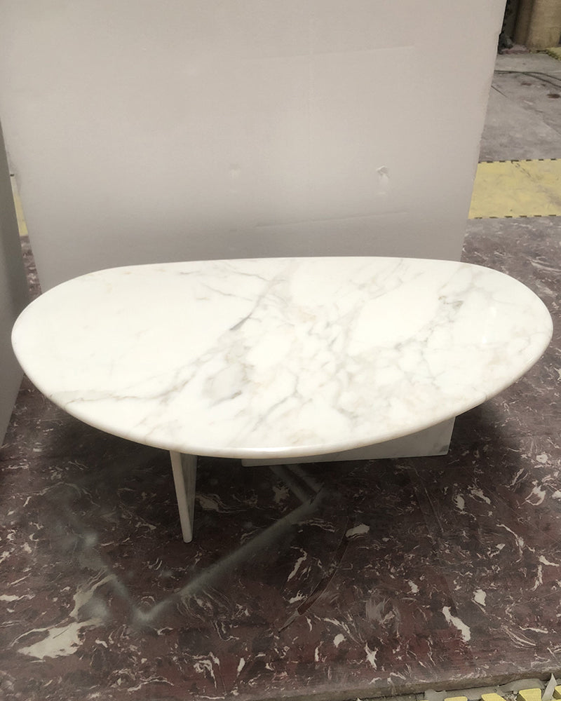 Calaeatta White Marble Organic Egg Shape Coffee Table