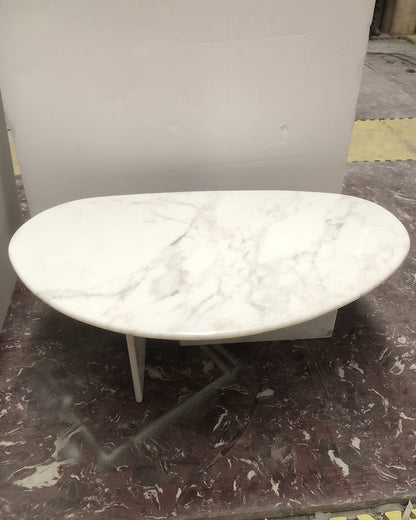 Calaeatta White Marble Organic Egg Shape Coffee Table