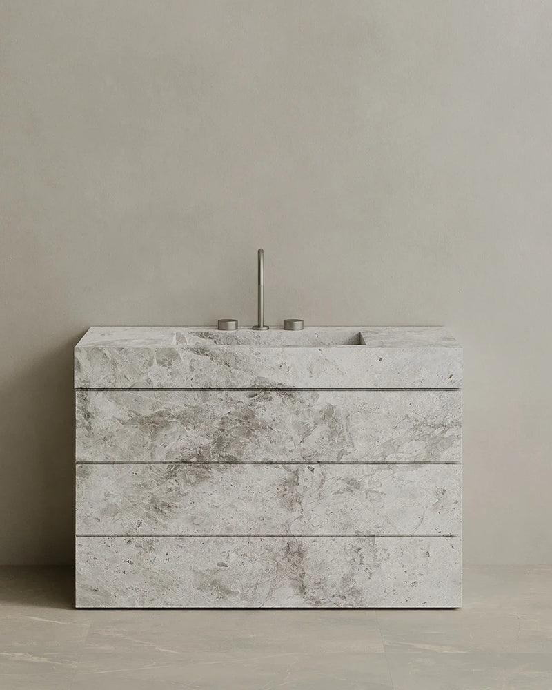 Natural Marble Bathroom Vanity with Drawer | Single Sink Vanity Cabinet | 125 × 49.8 × 83.5 cm