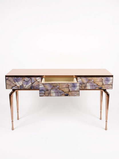 Luxury Stone Inlay Console Table with Three Drawers | Custom Natural Stone Entryway Table
