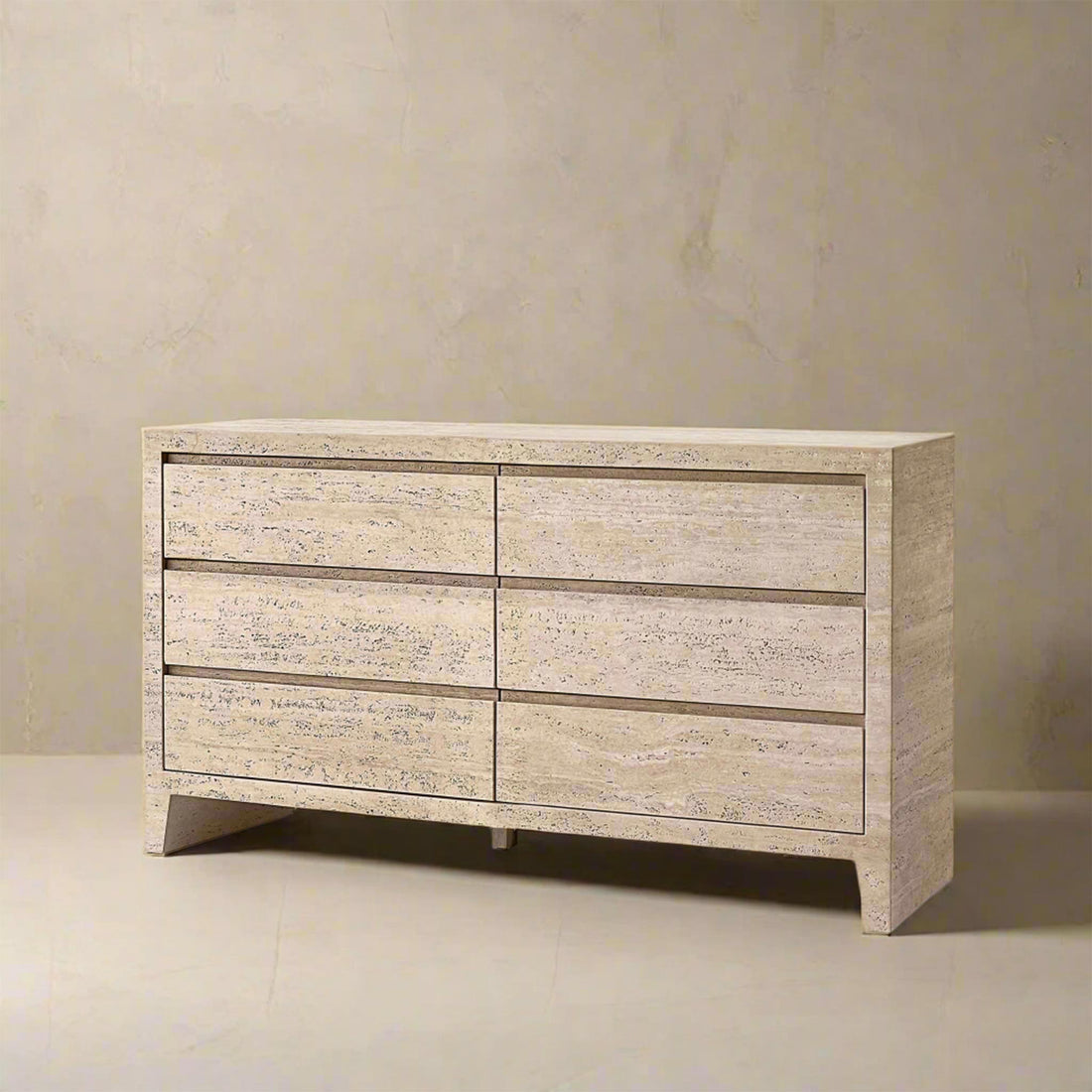 Travertine Entryway Cabinet  |Travertine Sideboard | 6-Drawer Dresser |Storage Cabinet
