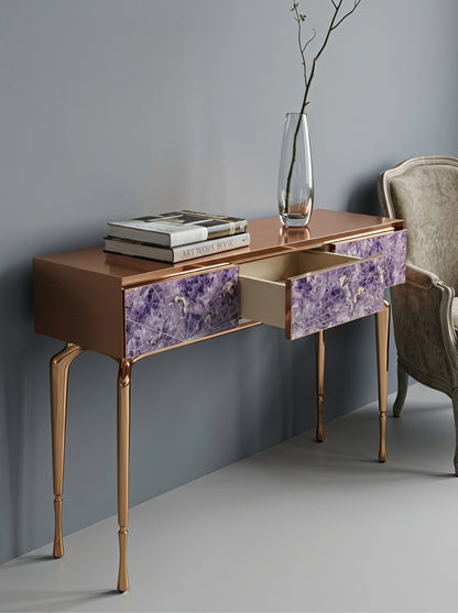 Luxury Stone Inlay Console Table with Three Drawers | Custom Natural Stone Entryway Table