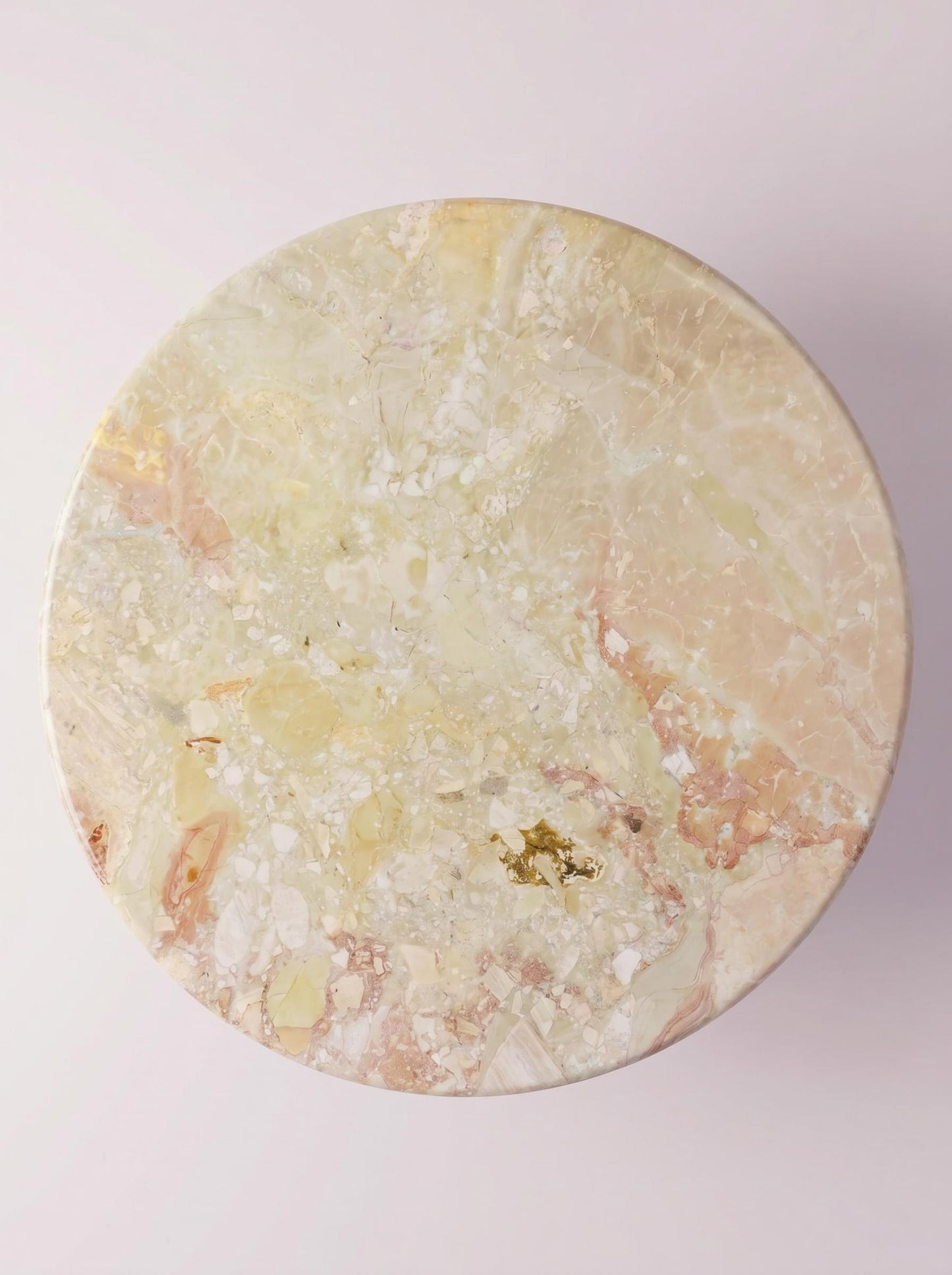 Breccia Aurora Marble Round Coffee Table with Petal Edge Pedestal Base | Luxury Natural Stone Furniture