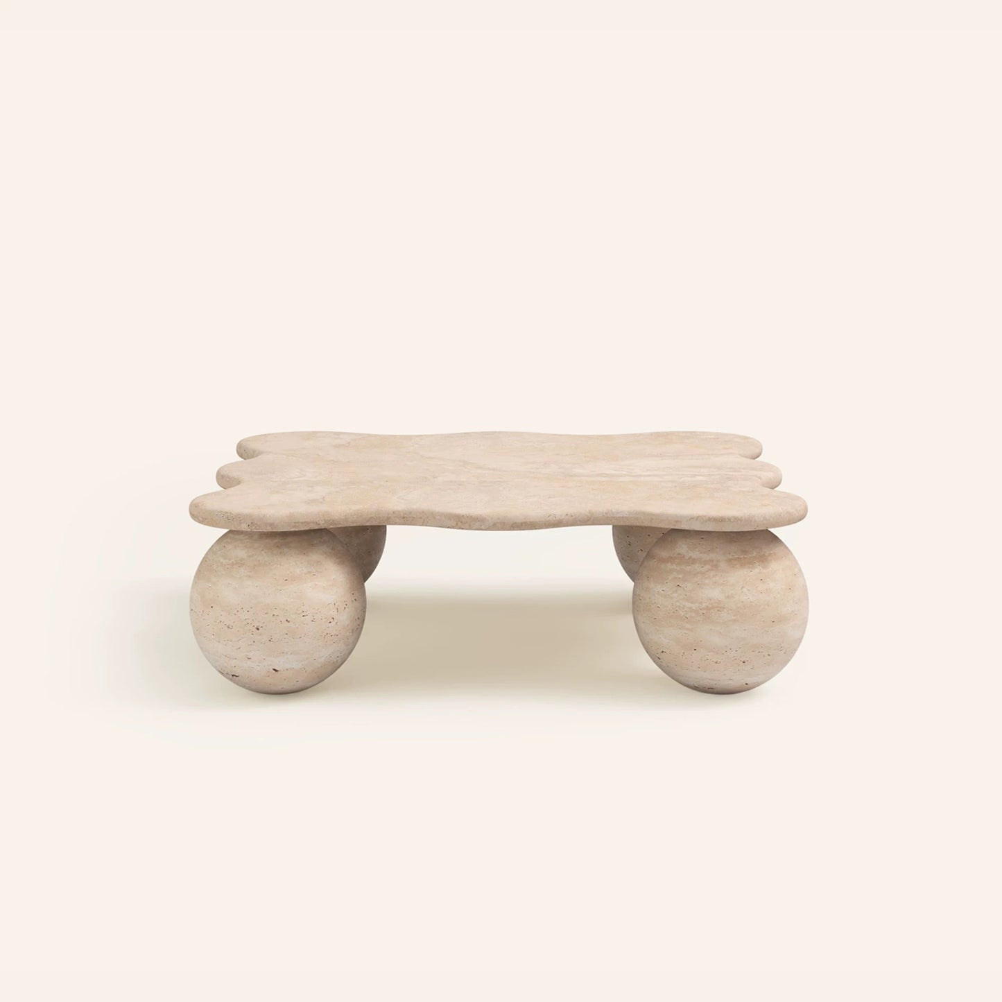 FORM(LA) inspired sculptural marble coffee table with spherical legs