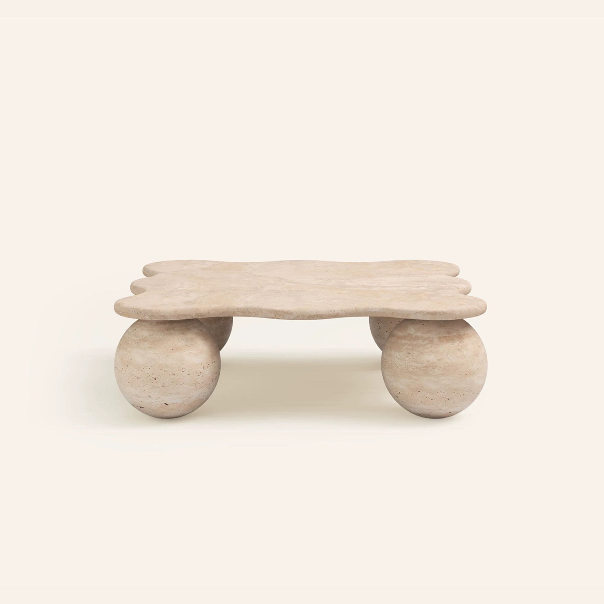 FORM(LA) inspired sculptural marble coffee table with spherical legs