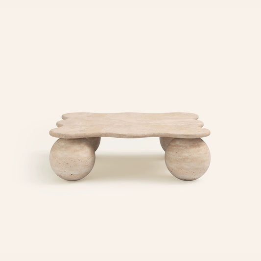 FORM(LA) inspired sculptural marble coffee table with spherical legs
