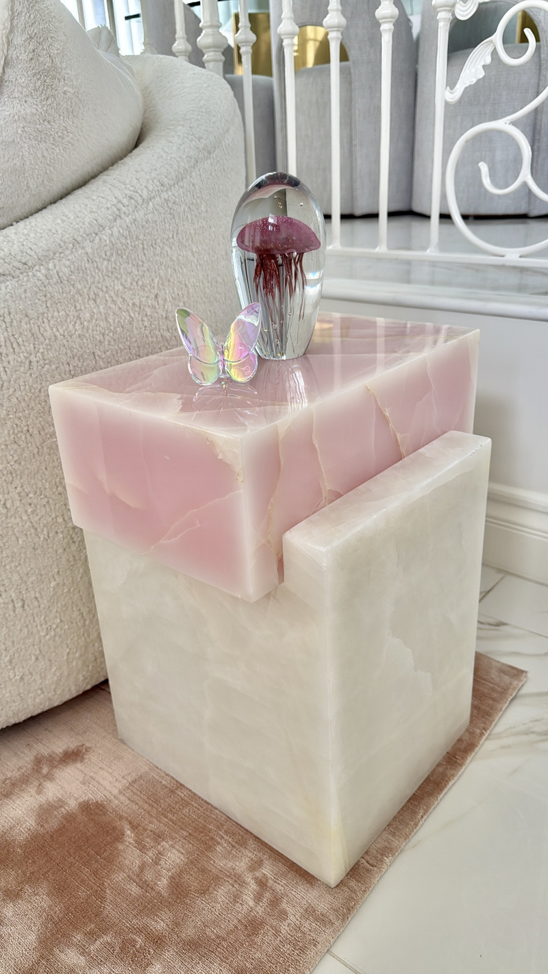 Pink Onyx & Cristallo Side Table
