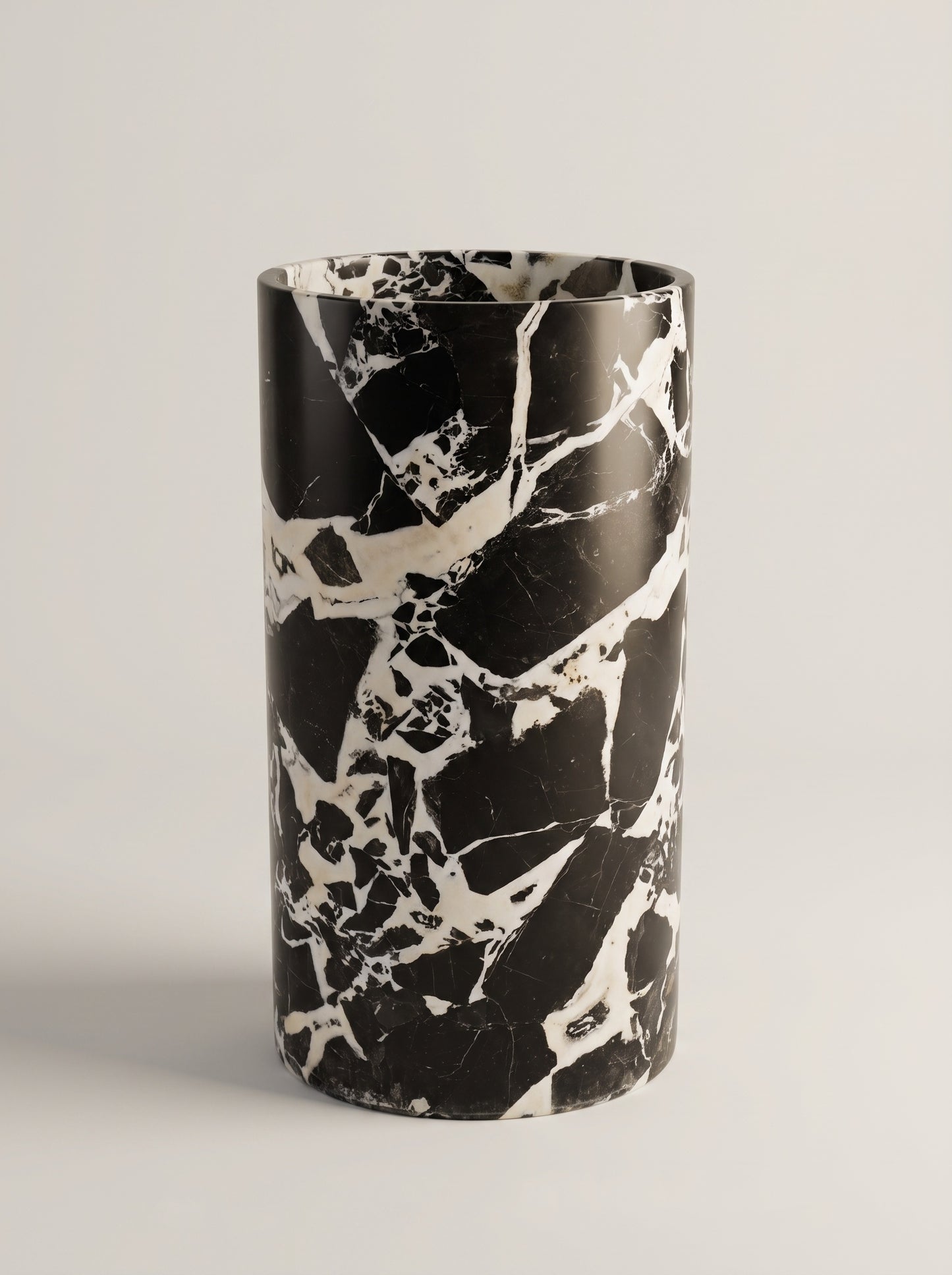 Grand Antique Marble Cylindrical Integrated Bathroom Sink | Solid Natural Stone Vanity Basin