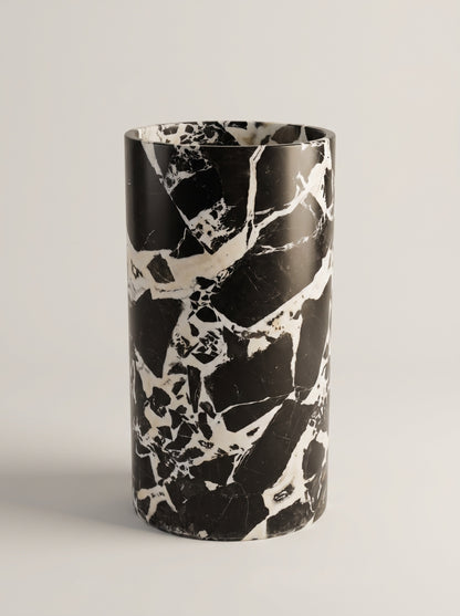 Grand Antique Marble Cylindrical Integrated Bathroom Sink | Solid Natural Stone Vanity Basin