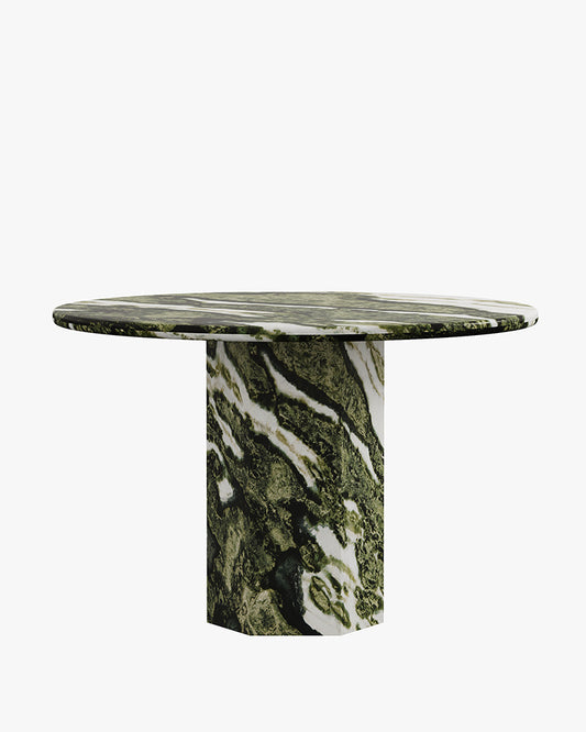 Green Forest Marble Dining Table with Hexagon Base