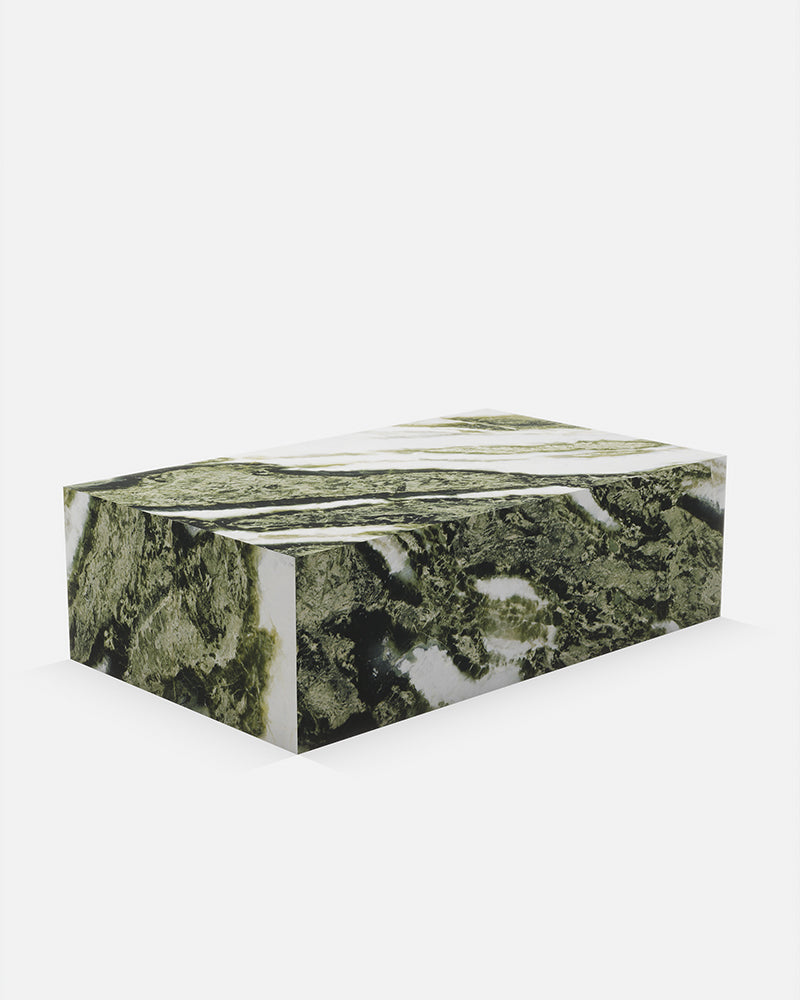 Green Forest Marble Rectangle Plinth Coffee Table