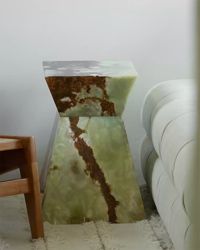 Green Onyx Geometric Side Table