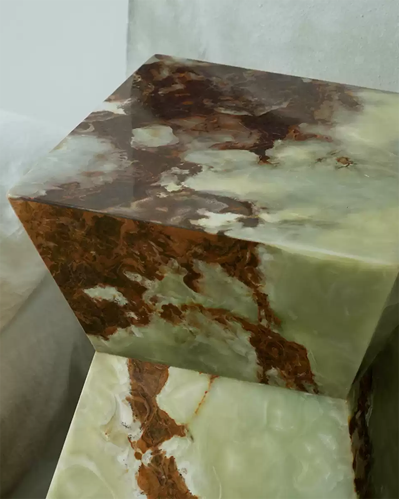 Green Onyx Geometric Side Table