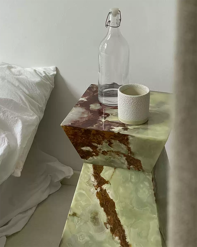 Green Onyx Geometric Side Table