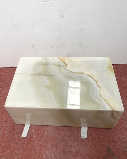 Natural Marble Green Onyx Plinth Coffee Table