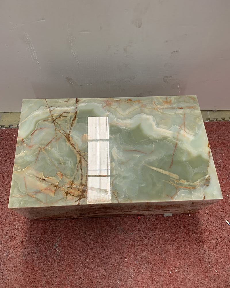 Natural Marble Green Onyx Plinth Coffee Table