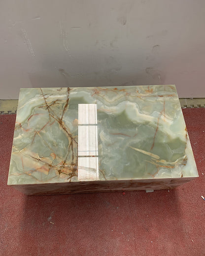 Natural Marble Green Onyx Plinth Coffee Table