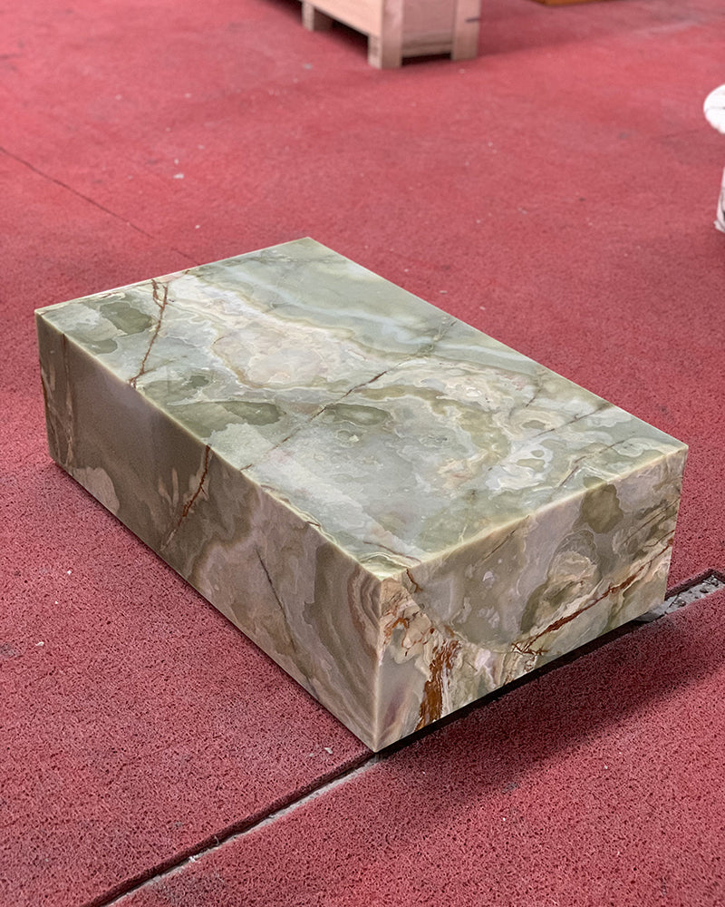 Natural Marble Green Onyx Plinth Coffee Table