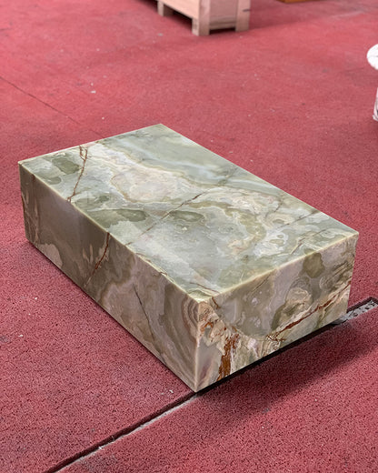 Natural Marble Green Onyx Plinth Coffee Table