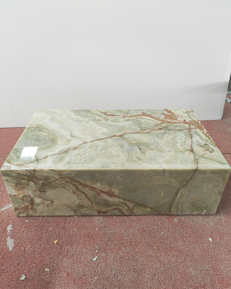 Natural Marble Green Onyx Plinth Coffee Table