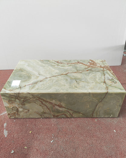 Natural Marble Green Onyx Plinth Coffee Table