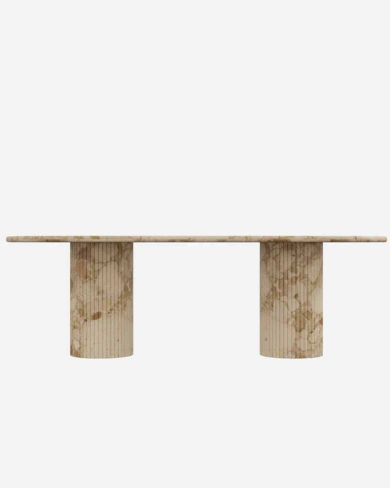 Kunis Breccia Marble Dining Table with Petal Base