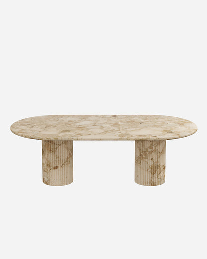 Kunis Breccia Marble Dining Table with Petal Base