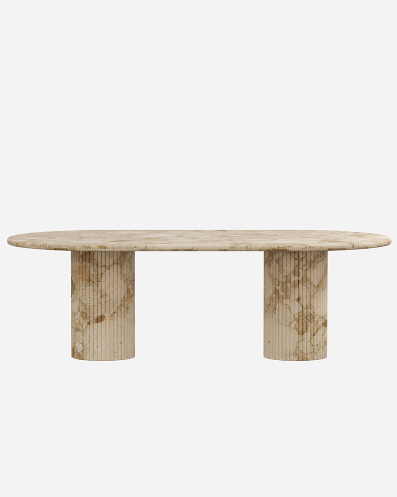 Kunis Breccia Marble Dining Table with Petal Base