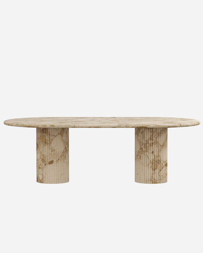 Kunis Breccia Marble Dining Table with Petal Base