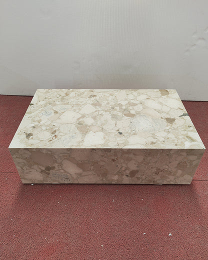 Kunis Breccia Marble Rectangle Plinth Coffee Table