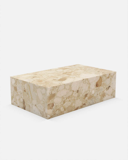 Kunis Breccia Marble Rectangle Plinth Coffee Table