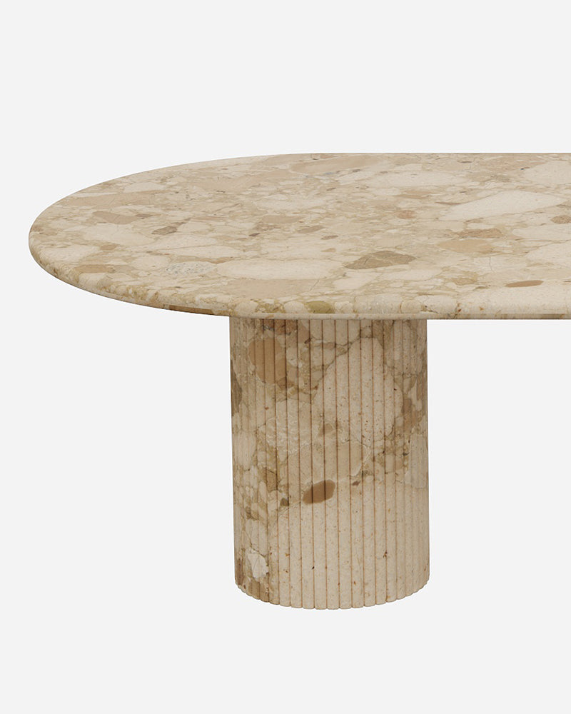 Kunis Breccia Marble Dining Table with Petal Base