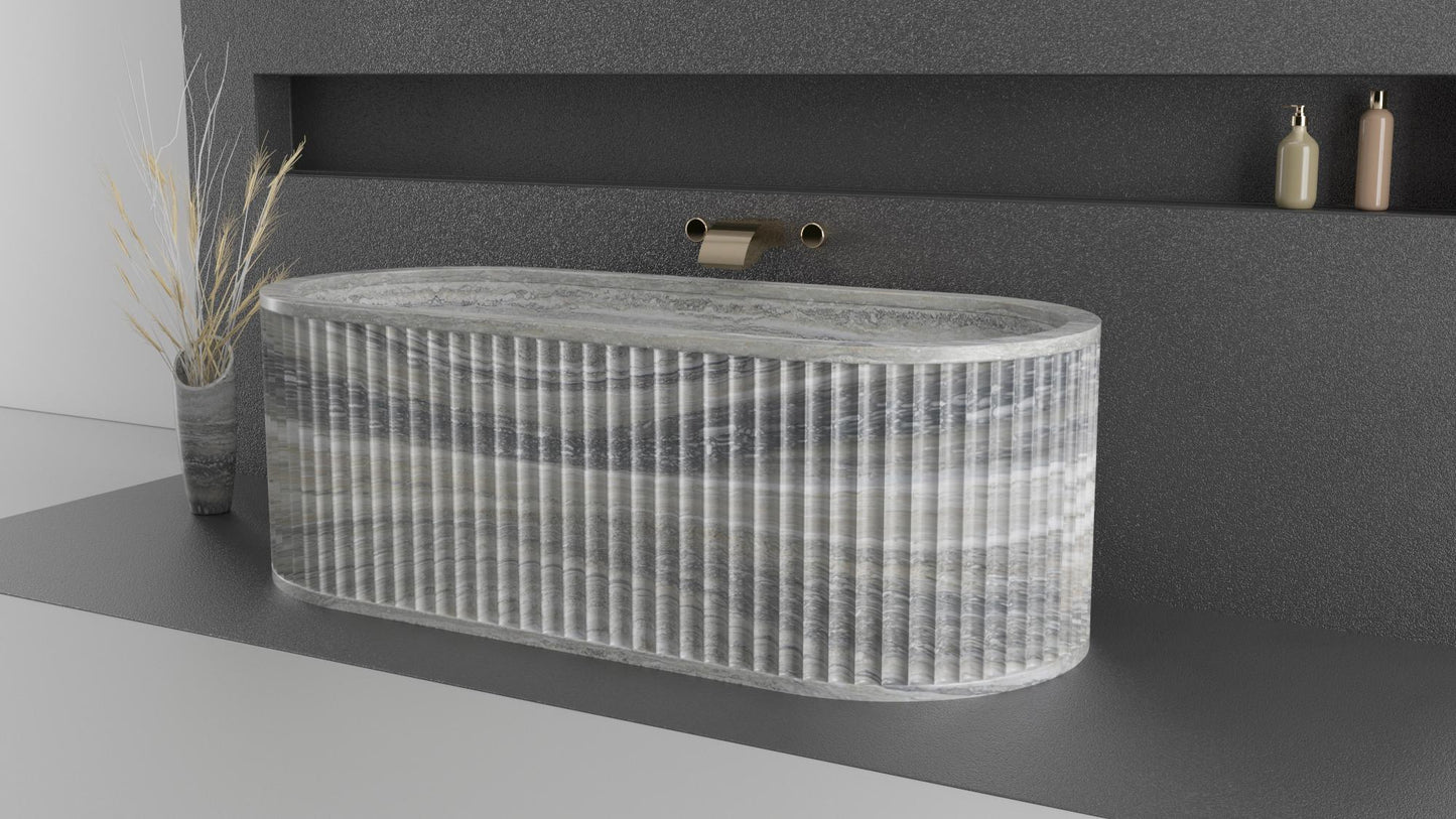 Silver Travertine Bathtub| Stone Bathtub |Luxury Modern Bathtub