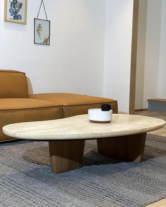 Mango Shaped Travertine Coffee Table