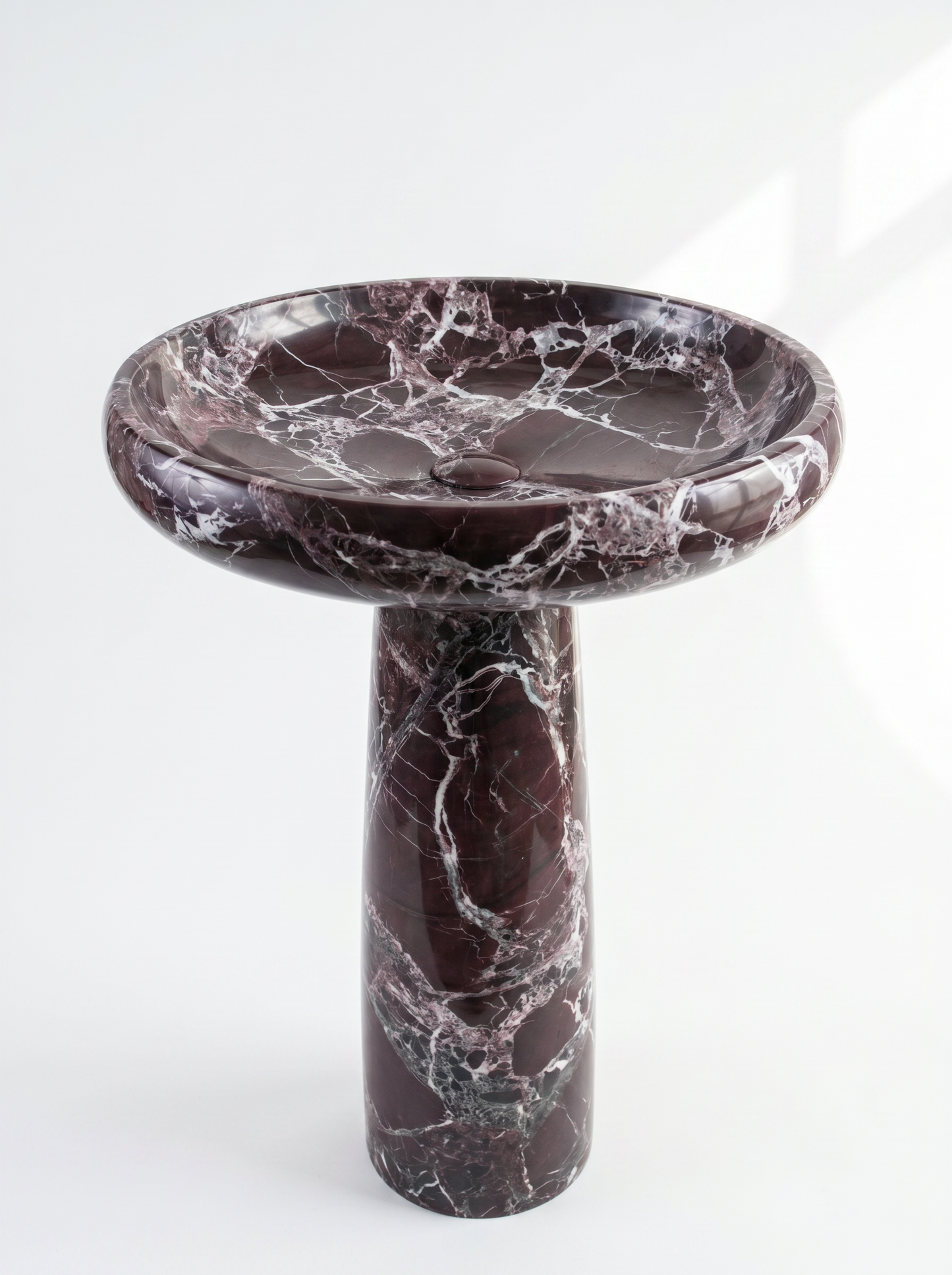 Luxury Rosso Levanto Marble Freestanding Integrated Sink | Round Basin with Sculptural Pedestal