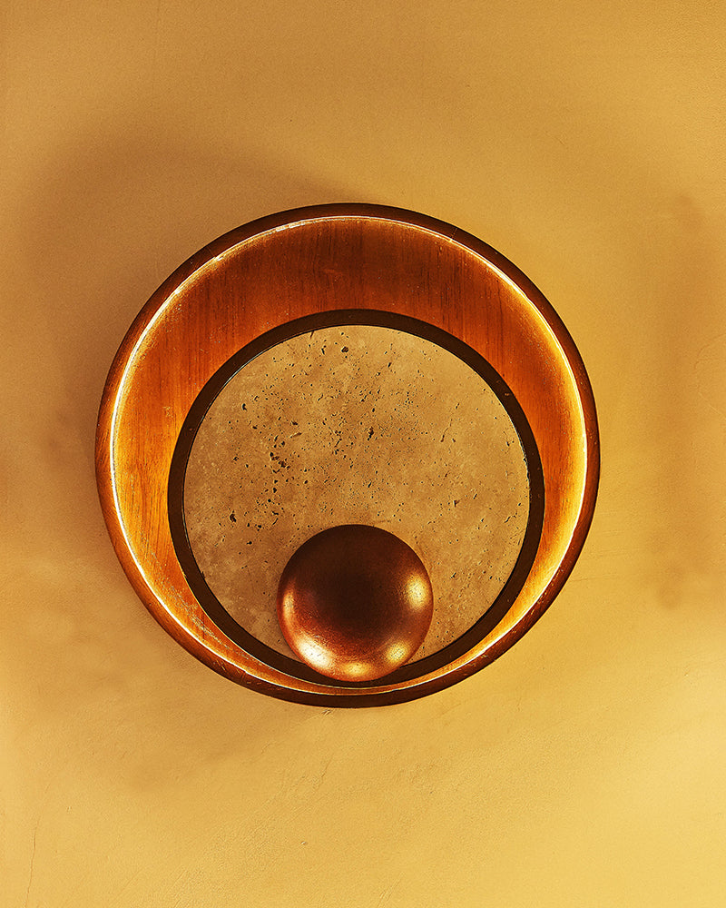 Natrual Beige Travertine Planet Wall Lamp