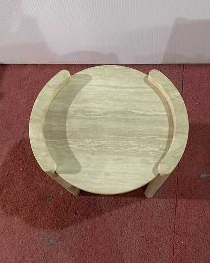 Natural Beige Travertine Cycle Side Table