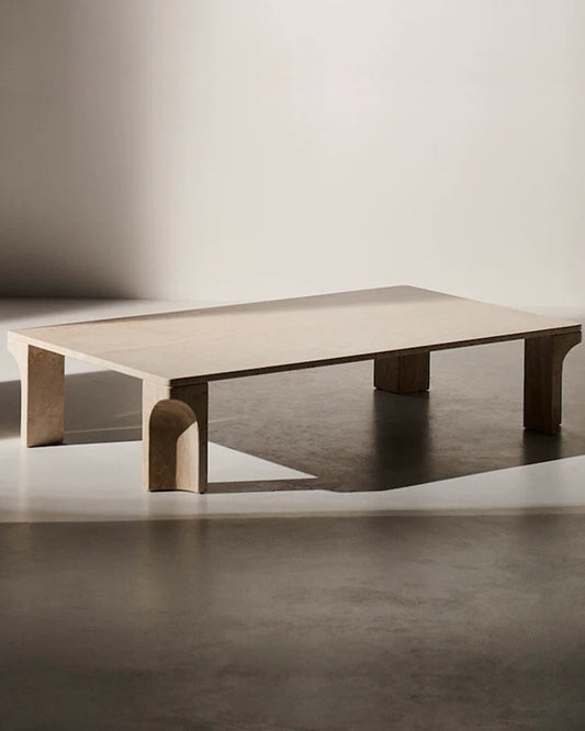 Natural Beige Travertine Doric Coffee Table