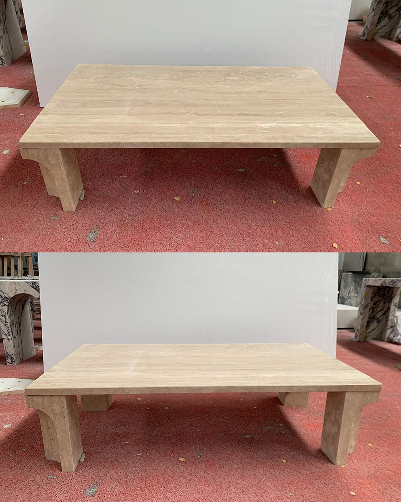 Natural Beige Travertine Doric Coffee Table