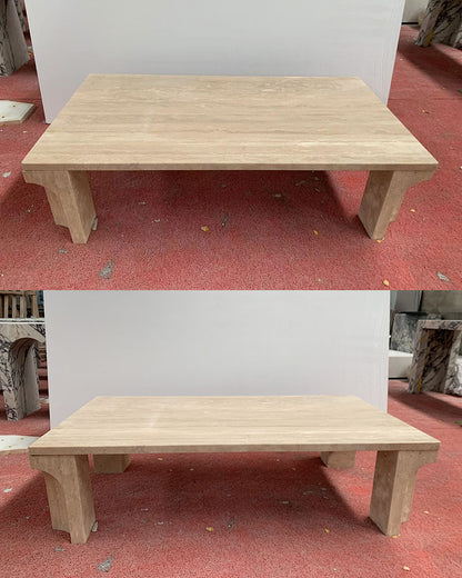 Natural Beige Travertine Doric Coffee Table