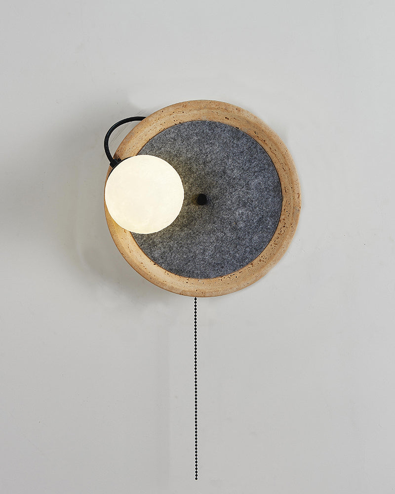 Natural Beige Travertine Movable Moon Wall Lamp