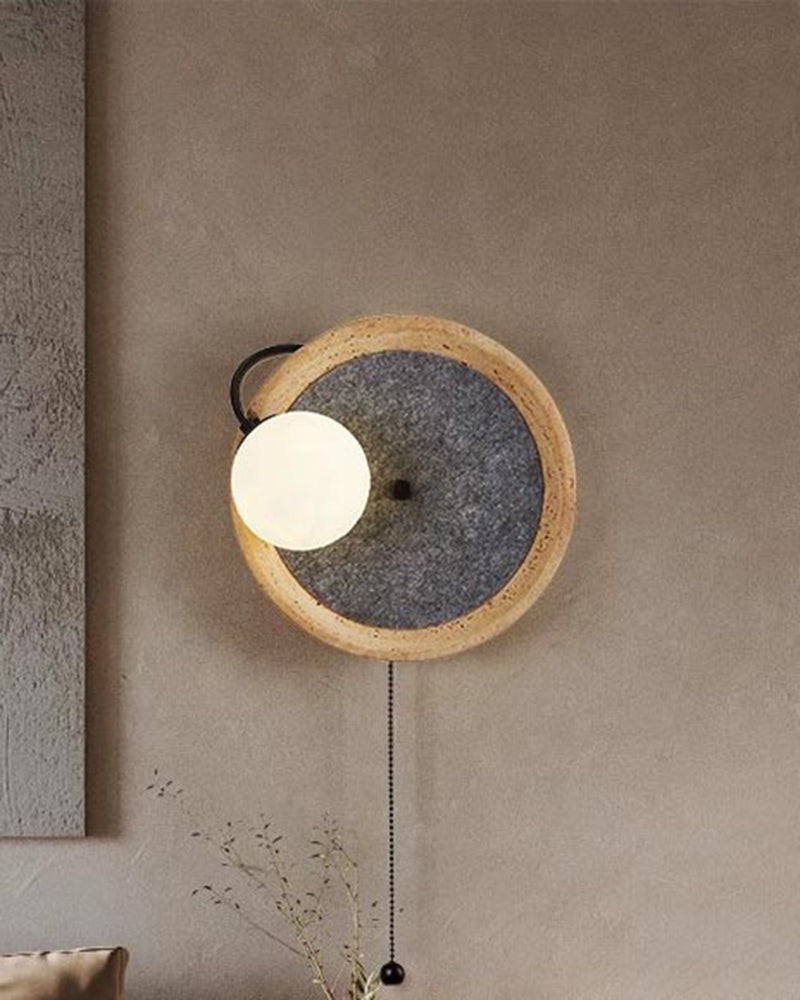 Natural Beige Travertine Movable Moon Wall Lamp